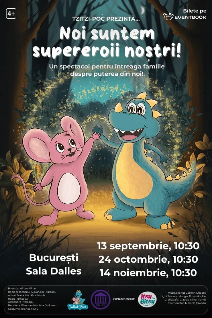 Afiș pentru „Noi suntem supereroii noștri!” - un spectacol de teatru pentru întreaga familie despre puterea din noi