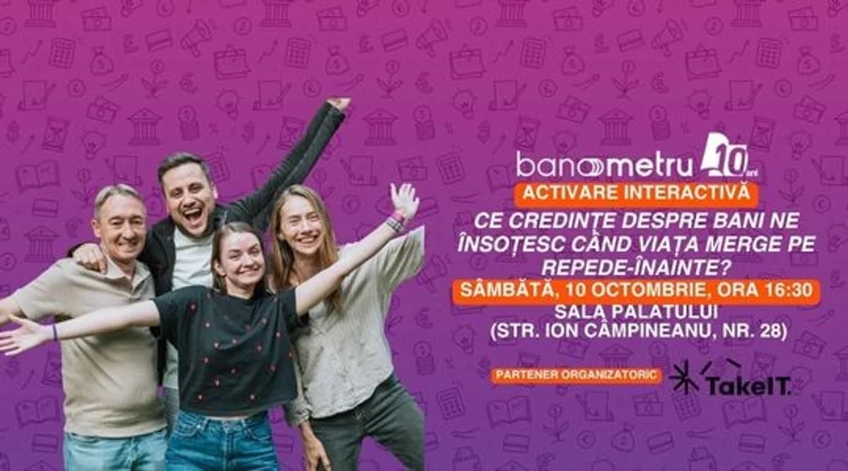 Afiș pentru Banometru x TAKE IT: Ce credințe despre bani ne însoțesc când viața merge pe repede-înainte?