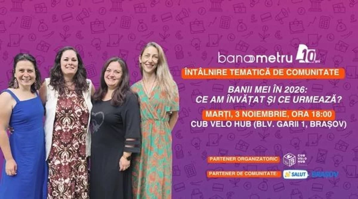 Afiș pentru Întâlnire tematică de comunitate: Banii mei în 2026: ce am învățat și ce urmează?