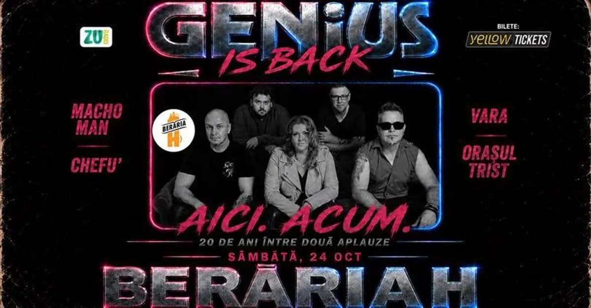 Afiș pentru GENIUS is back – live la Berăria H pe 24 octombrie