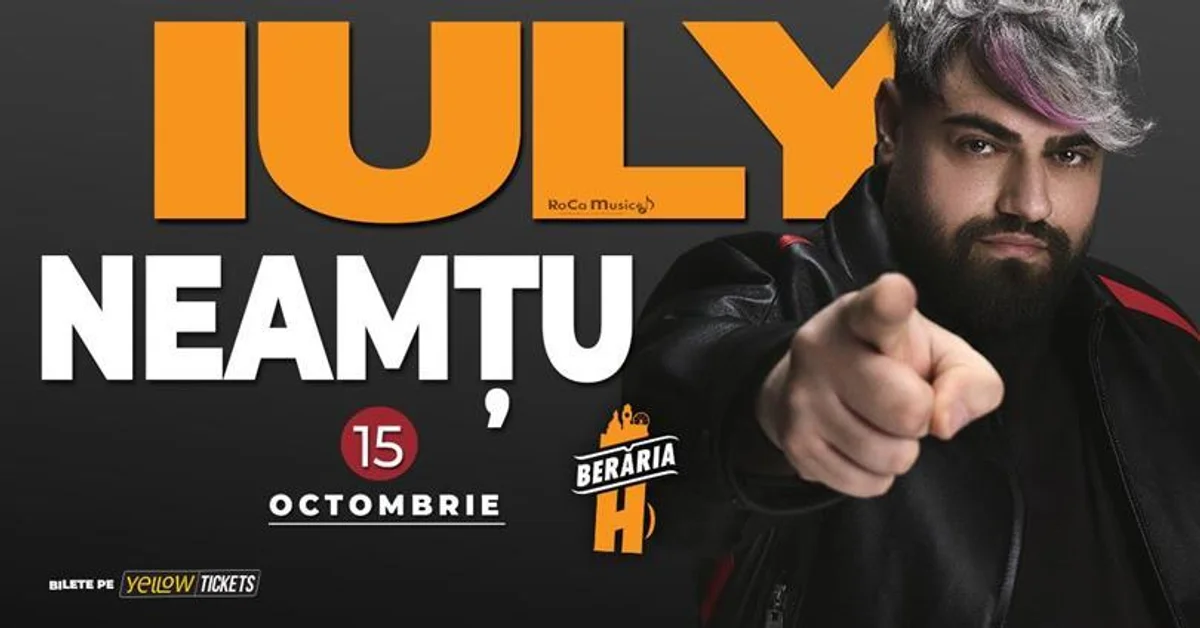 Afiș pentru Iuly Neamțu și orchestra live la Berăria H, 15 octombrie 2026