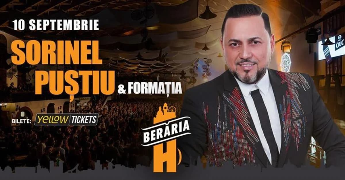 Afiș pentru Sorinel Puștiu și orchestra live la Berăria H | 10 septembrie