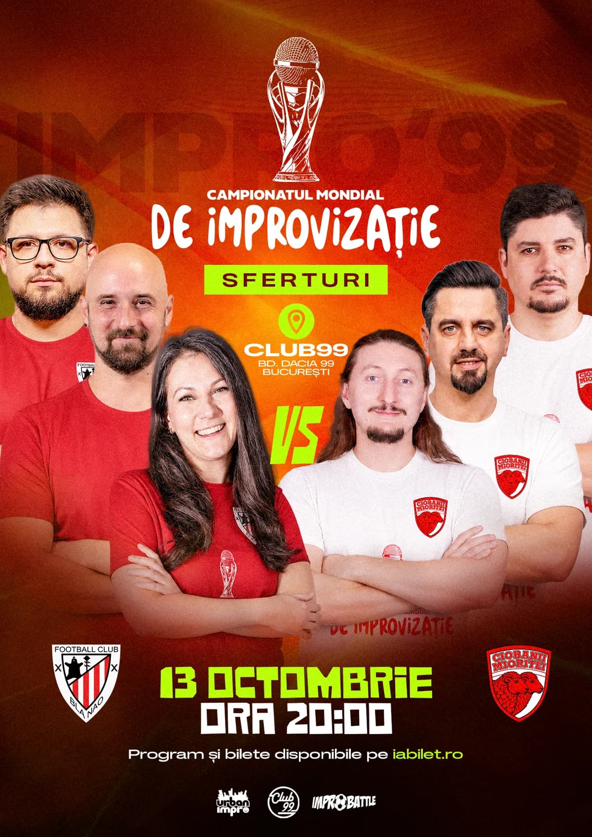 Afiș pentru FC Blanao vs Ciobanii Mioriței | Sferturi Meci 2 | Impro Show la Club 99