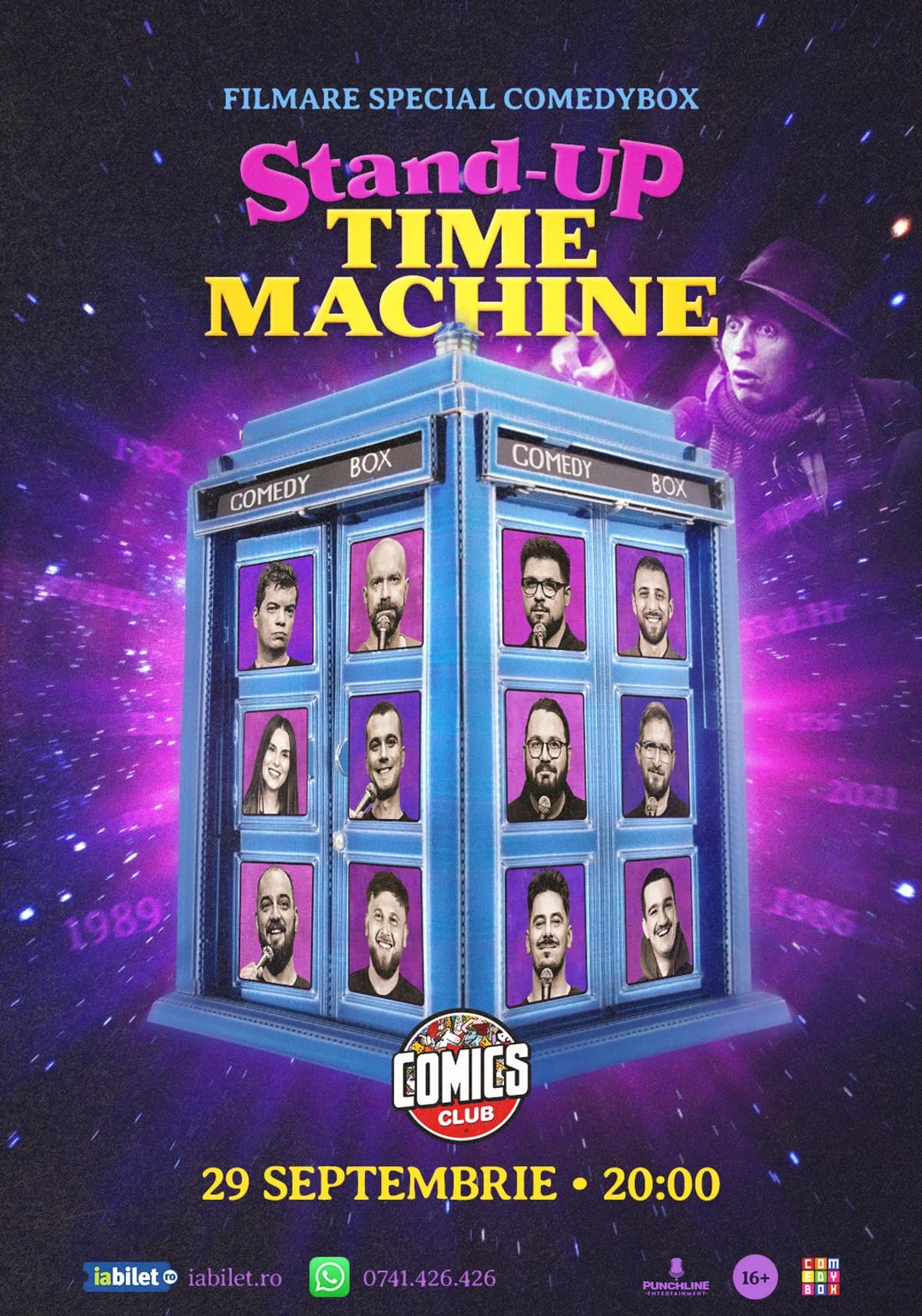 Afiș pentru Filmare Stand-up Time Machine la Comics Club