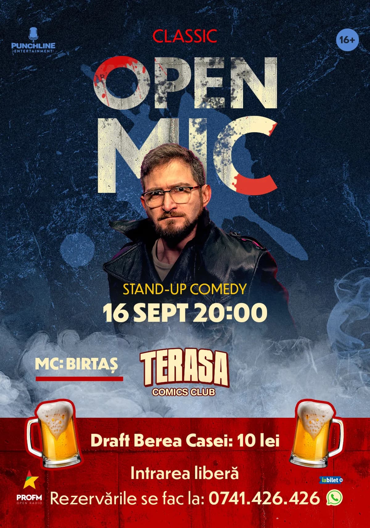 Afiș pentru Stand-up Comedy OpenMic pe Terasa ComicsClub