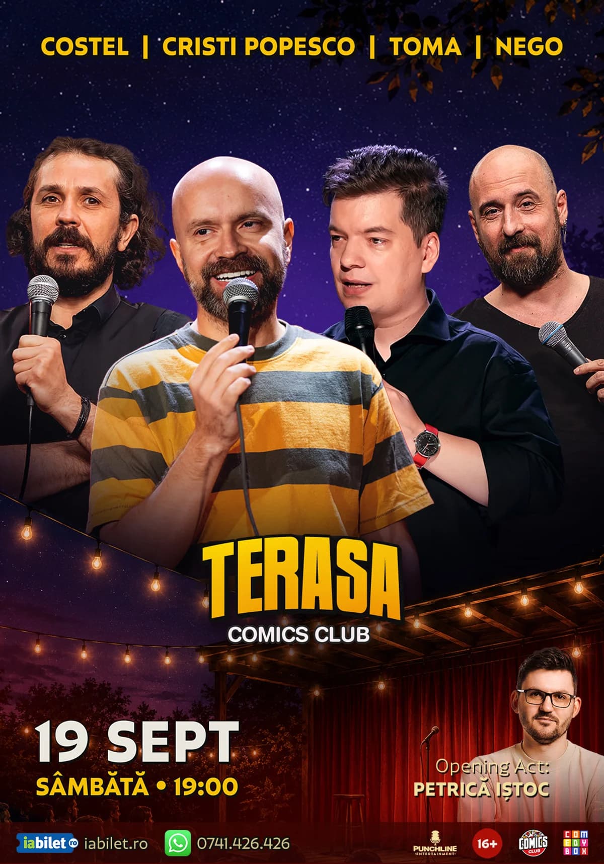 Afiș pentru Stand-up cu Cristi Popesco, Toma, Costel și Nego la Comics Club