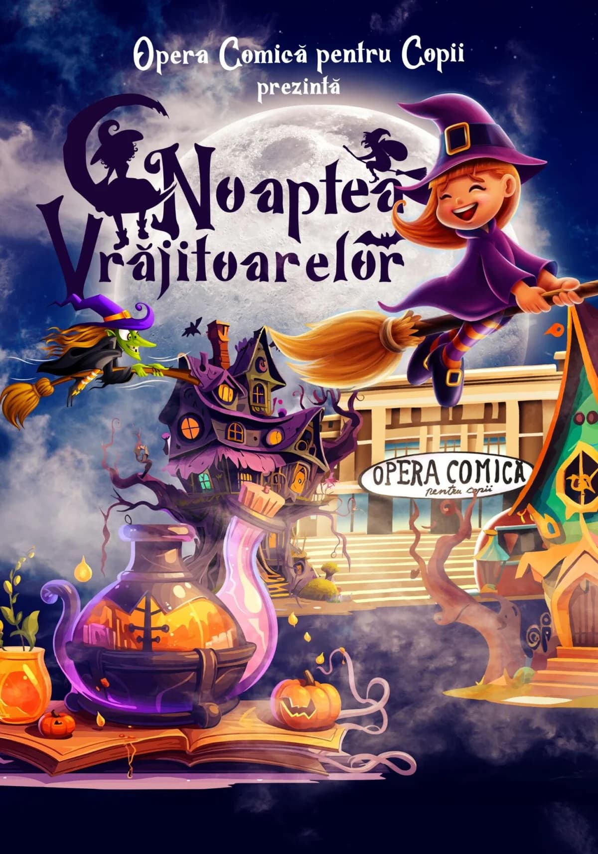 Afiș pentru Noaptea Vrăjitoarelor – spectacol la ora 17:00