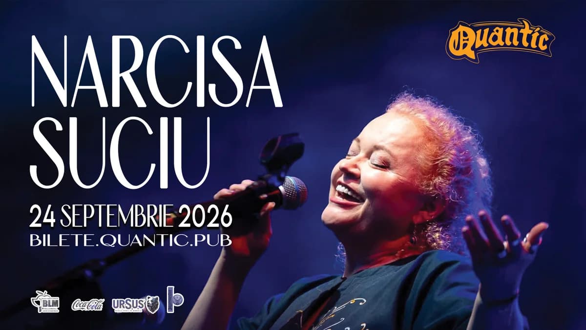 Afiș pentru Narcisa Suciu în premieră la Quantic