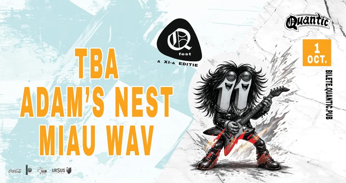 Afiș pentru QFest – Ziua I V – OM LA LUNĂ | ADAM’S NEST | MIAU.WAV