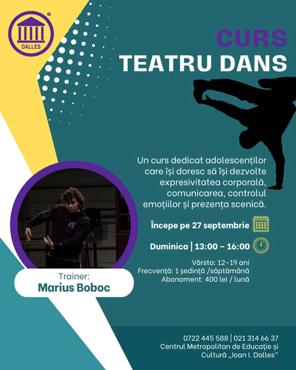 Afiș pentru Curs Teatru Dans – Marius Boboc (12-19 ani)