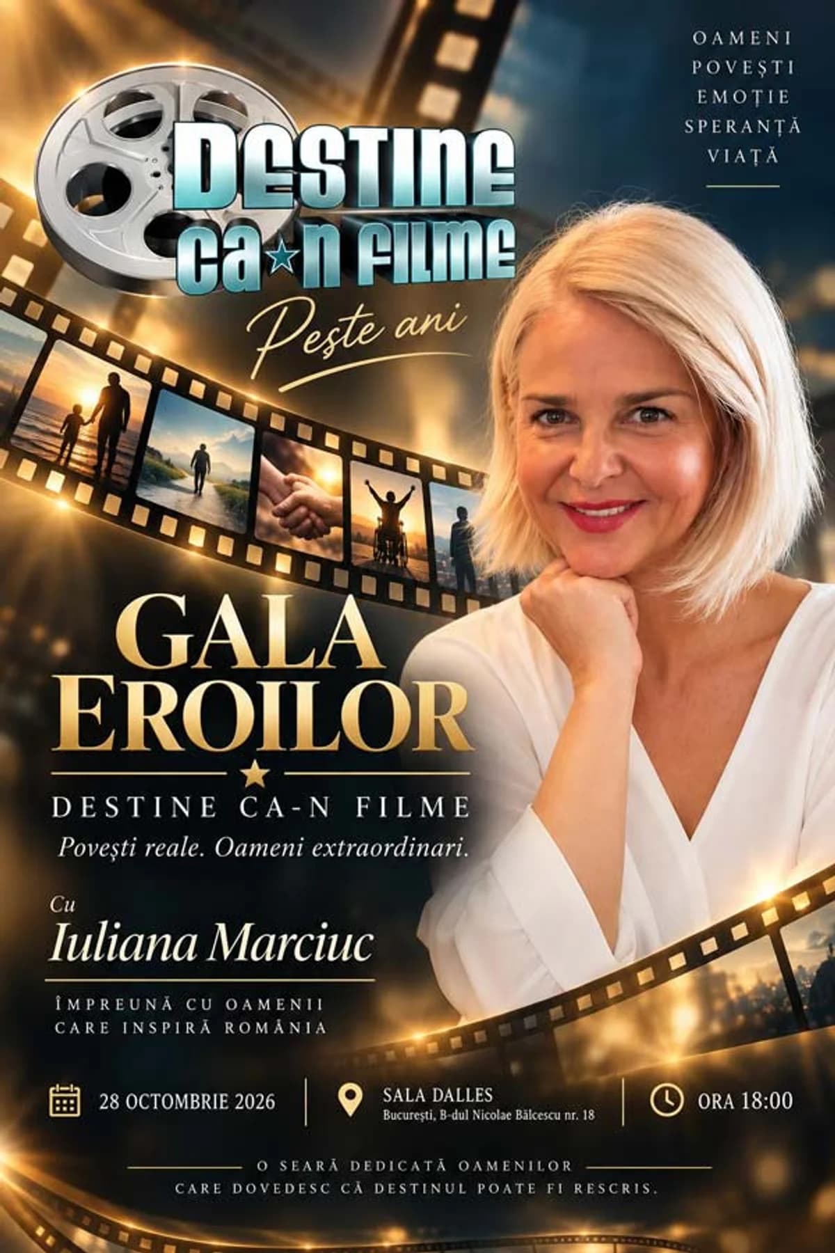 Afiș pentru Gala Eroilor „Destine ca-n filme”