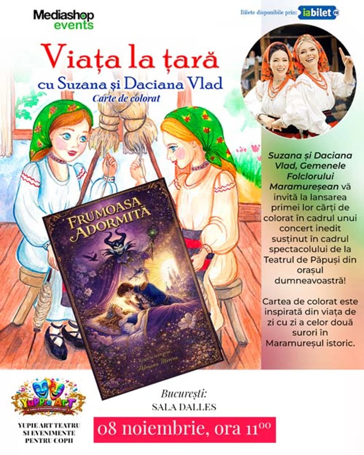 Afiș pentru Teatru de copii & Concert cu Suzana și Daciana Vlad – Gemenele Folclorului Maramureșean