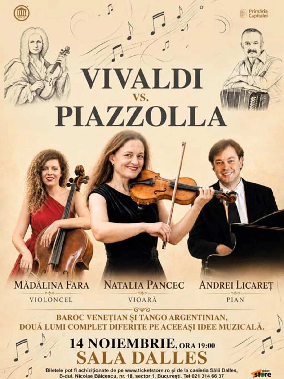 Afiș pentru Vivaldi vs. Piazzolla: Dialogul Anotimpurilor între Baroc și Tango Argentinian