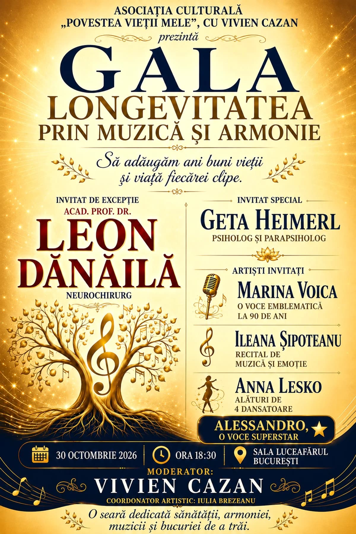 Afiș pentru Gala Longevitatea prin muzică și armonie