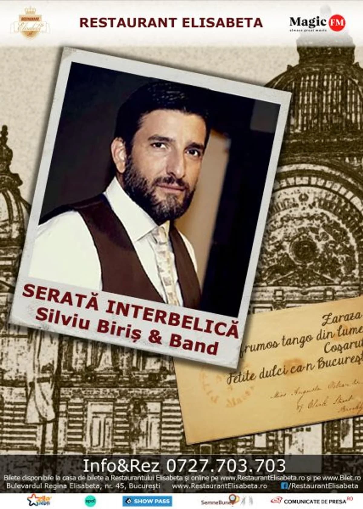Afiș pentru Serata interbelică – Silviu Biriș & Band