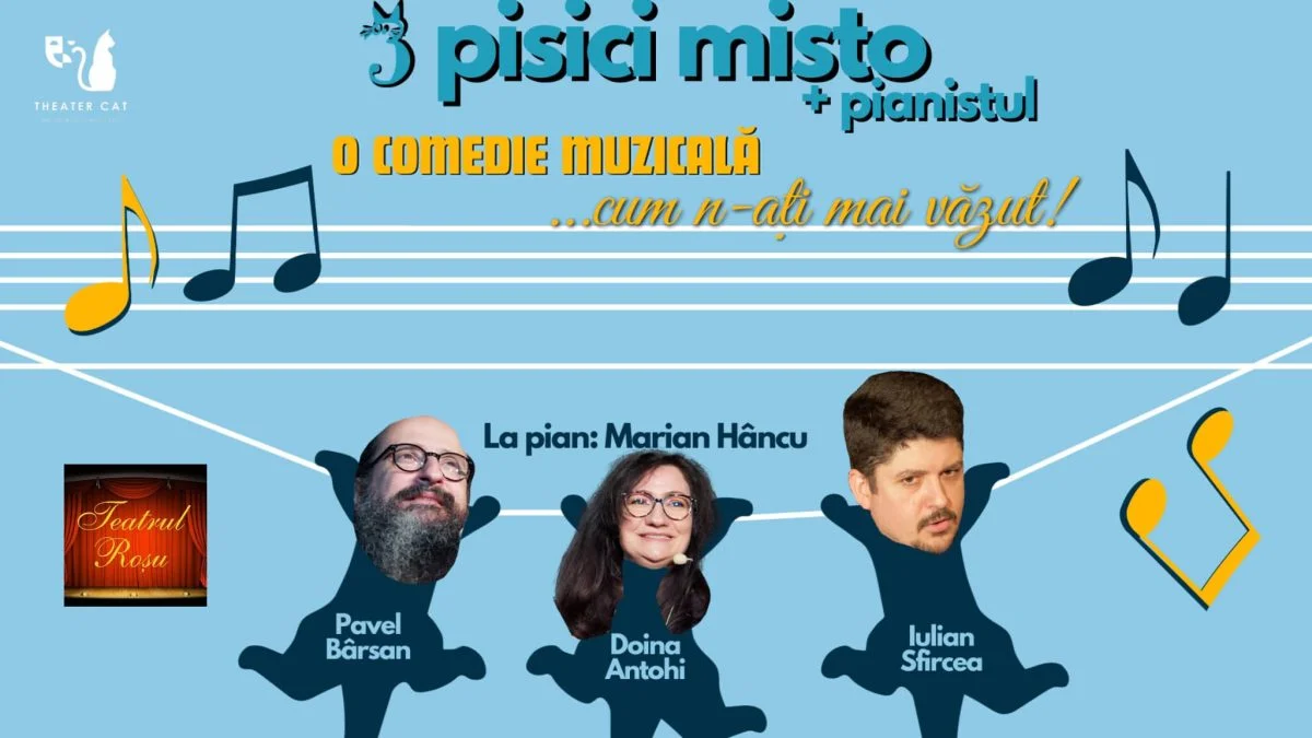 Afiș pentru Trei pisici mișto și un pianist – show de comedie și improvizație