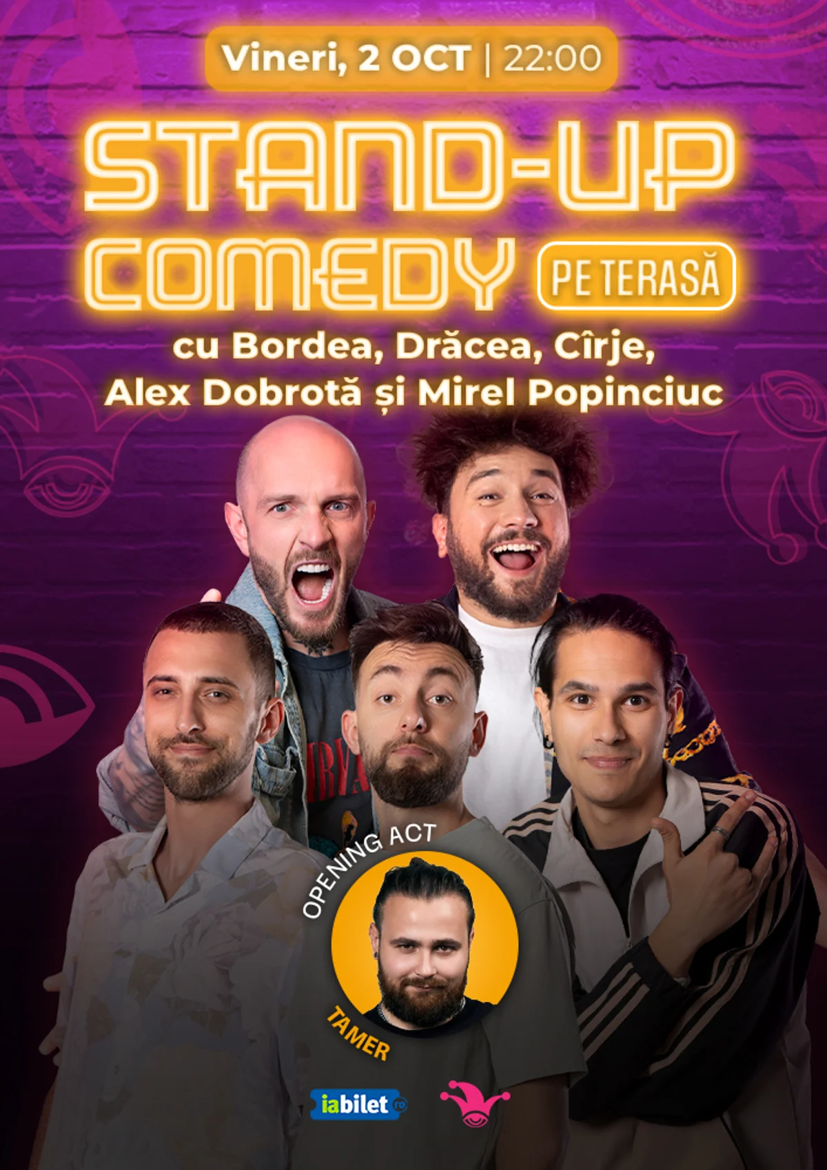 Afiș pentru The Fool Terasa: Stand-up comedy cu Bordea, Drăcea, Cîrje, Alex Dobrotă și Mirel Popinciuc
