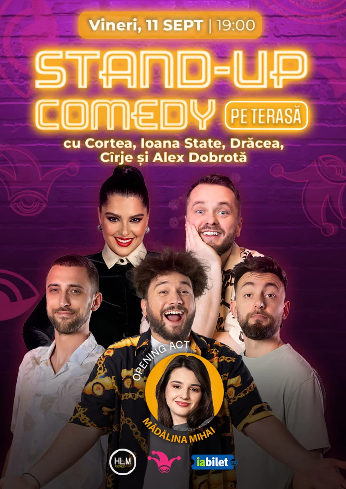 Afiș pentru The Fool Terasa: Stand-up comedy cu Cortea, Ioana State, Mincu și Drăcea