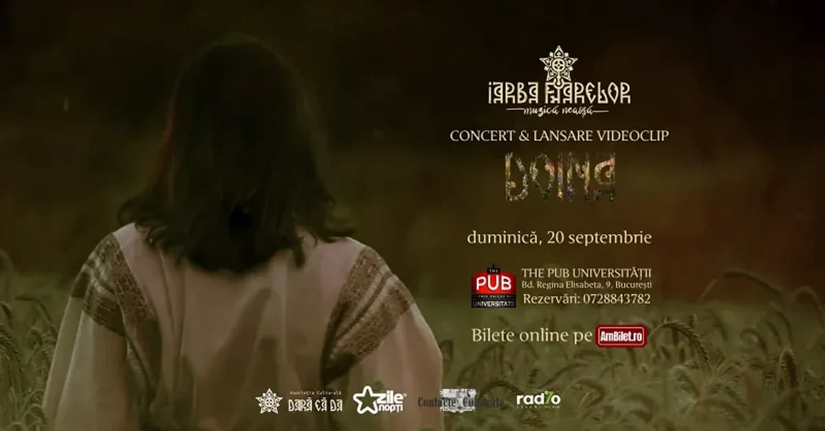 Afiș pentru iarba Fiarelor | Lansare single & videoclip DOINA | The Pub Universității | 20.09