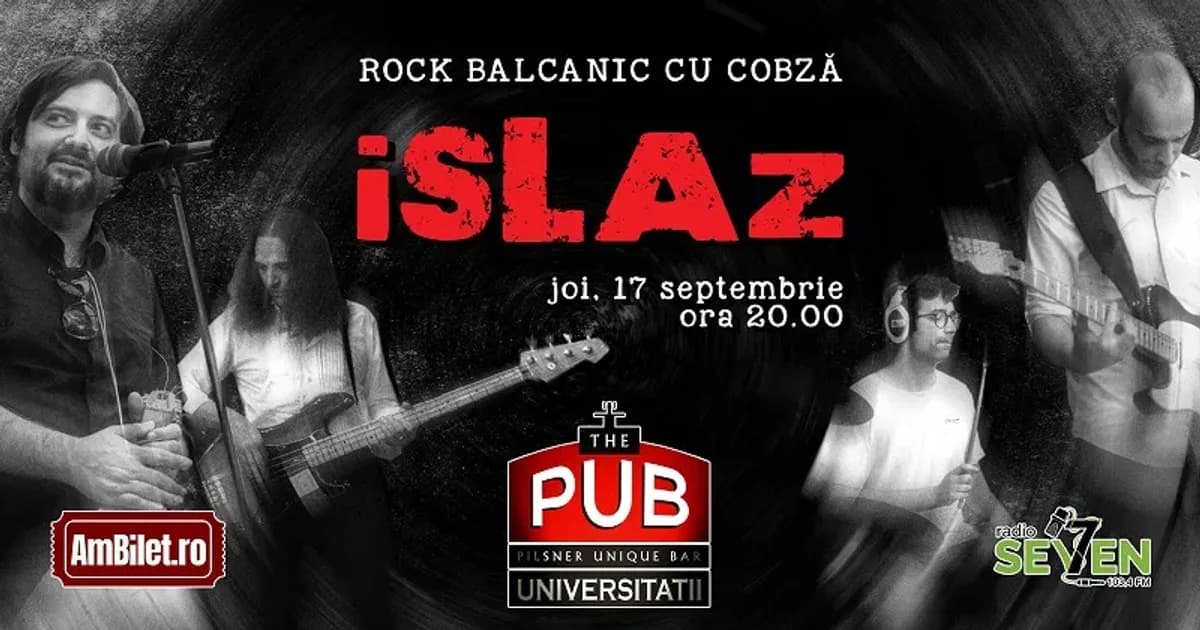 Afiș pentru Islaz - rock balcanic cu cobză la The Pub Universității