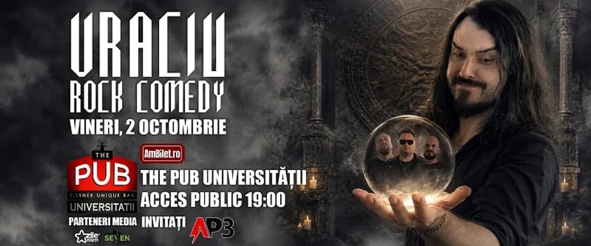 Afiș pentru Vraciu Rock Comedy la The Pub Universității